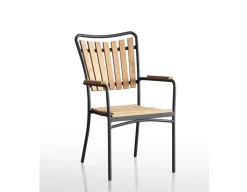 Havemøbelland DaneLine Eva Teak Havemøbelsæt m/bænk+2 stole - 90x160 cm - Grå