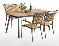 Havemøbelland DaneLine Eva Teak Havemøbelsæt m/bænk+2 stole - 90x160 cm - Grå