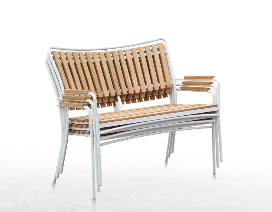 Havemøbelland DaneLine Eva Teak Havemøbelsæt m/bænk+2 stole - 90x160 cm - Hvid