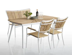 Havemøbelland DaneLine Eva Teak Havemøbelsæt m/bænk+2 stole - 90x160 cm - Hvid