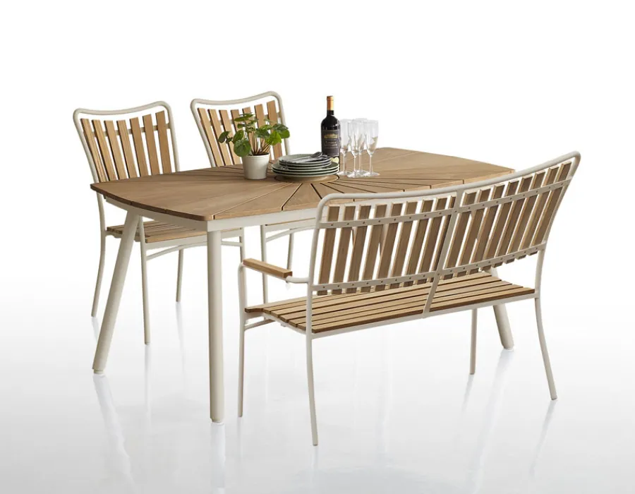 Havemøbelland DaneLine Eva Teak Havemøbelsæt m/bænk+2 stole - 90x160 cm - Latte