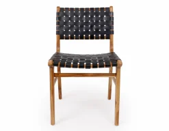 Havemøbelland Emil Spisestol - Teak / Sort læder