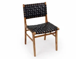Havemøbelland Emil Spisestol - Teak / Sort læder