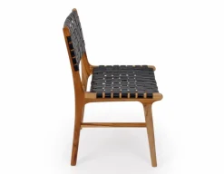 Havemøbelland Emil Spisestol - Teak / Sort læder