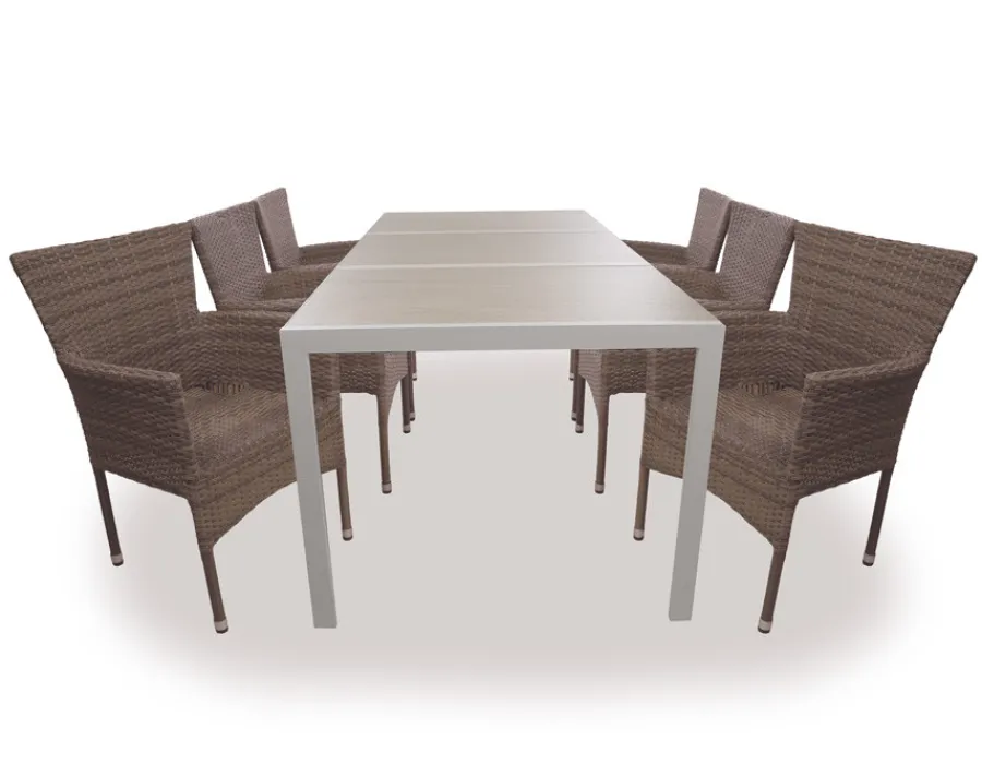 Havemøbelland Fanø Cebu Keramik Havemøbelsæt - 90x195 cm - Dusty/Beige
