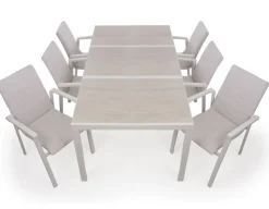 Havemøbelland Fanø Fejø Keramik Havemøbelsæt - 90x195 cm - Gråhvid/Beige