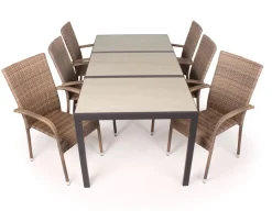 Havemøbelland Fanø Geneve Keramik Havemøbelsæt - 90x195 cm - Dusty/beige
