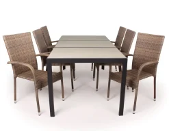 Havemøbelland Fanø Geneve Keramik Havemøbelsæt - 90x195 cm - Dusty/beige