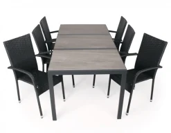 Havemøbelland Fanø Geneve Keramik Havemøbelsæt - 90x195 cm - Sort/grå