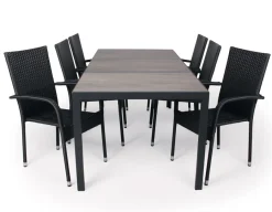 Havemøbelland Fanø Geneve Keramik Havemøbelsæt - 90x195 cm - Sort/grå