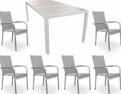 Havemøbelland Fanø Geneve Keramik Havemøbelsæt - 90x195 cm - Lysgrå