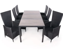 Havemøbelland Fanø Paris Keramik Havemøbelsæt - 90x195 cm - Sort/grå