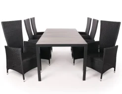 Havemøbelland Fanø Paris Keramik Havemøbelsæt - 90x195 cm - Sort/grå