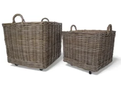 Havemøbelland Fletkurv m/hjul - Kubu Naturrattan - 62x62 cm