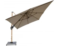 Havemøbelland Helge Hængeparasol - 3x4 m - Trælook/Sand