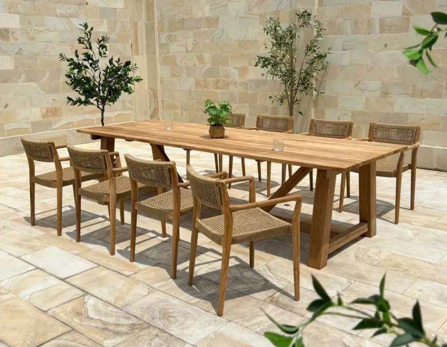 Havemøbelland Hercules Manja Teak havemøbelsæt m/8 stole - 100x290 cm