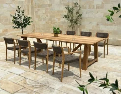 Havemøbelland Hercules Tonka Teak havemøbelsæt m/8 stole - 100x290 cm
