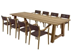 Havemøbelland Hercules Tonka Teak havemøbelsæt m/8 stole - 100x290 cm