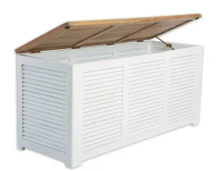 Havemøbelland Hvid hyndebox m/teak låg