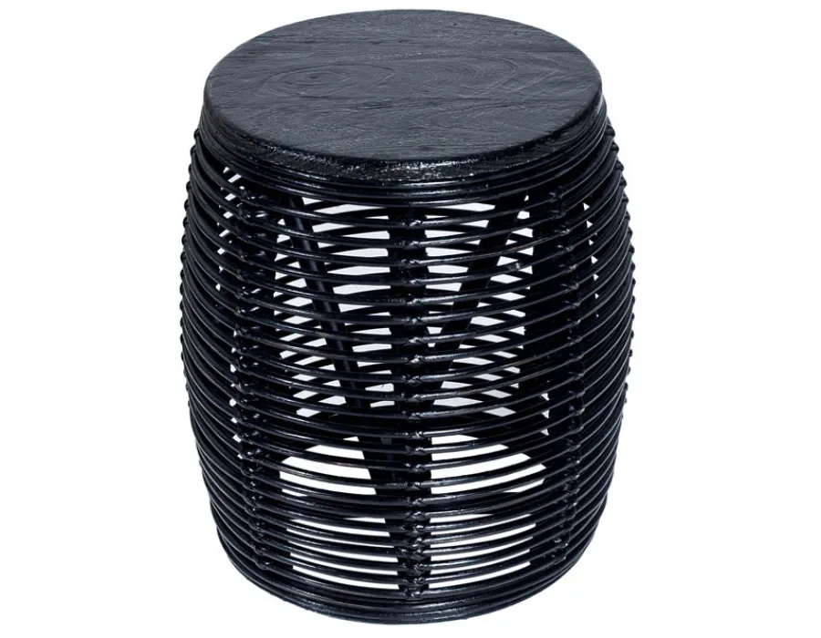 Havemøbelland Jawi Skammel - Naturrattan - Sort