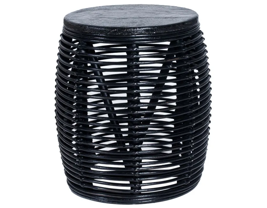 Havemøbelland Jawi Skammel - Naturrattan - Sort