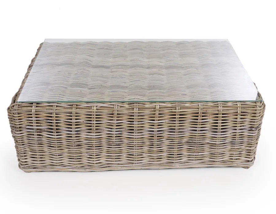 Havemøbelland Kubu Sofabord m/glasplade - Naturrattan