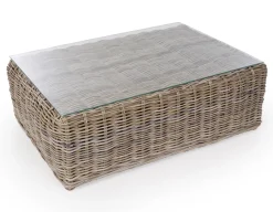 Havemøbelland Kubu Sofabord m/glasplade - Naturrattan