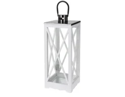 Havemøbelland Lanterne, Hvid m/metal-top, 20x20x52 cm