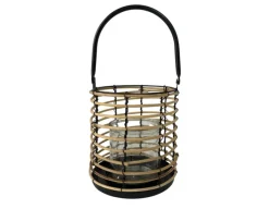 Havemøbelland Lanterne, Sort metal / Træ, Ø:16 x H:17 cm