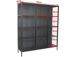 Havemøbelland Lønstrup Vitrineskab i Metal - 135x40x160 cm - Sort