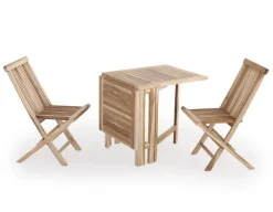 Havemøbelland Lærke Teak Cafesæt m/2 Stole - 65x130 cm