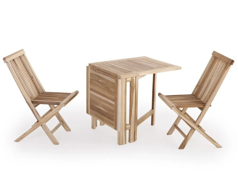 Havemøbelland Lærke Teak Cafesæt m/2 Stole - 65x130 cm