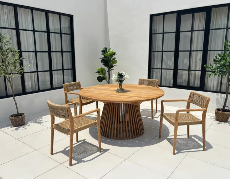 Havemøbelland Luna Manja Teak havemøbelsæt m/4 stole - Ø150 cm