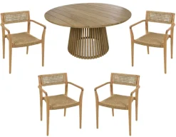 Havemøbelland Luna Manja Teak havemøbelsæt m/4 stole - Ø150 cm