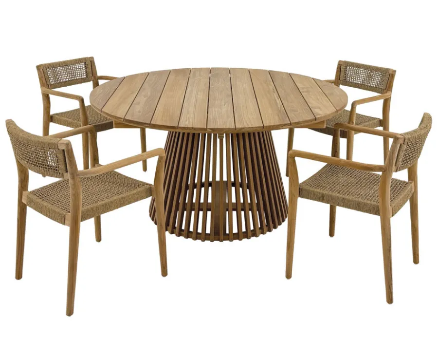 Havemøbelland Luna Manja Teak havemøbelsæt m/4 stole - Ø150 cm