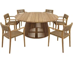Havemøbelland Luna Manja Teak havemøbelsæt m/6 stole - Ø180 cm