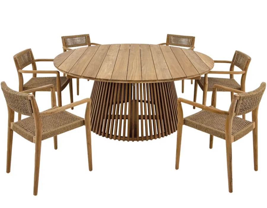 Havemøbelland Luna Manja Teak havemøbelsæt m/6 stole - Ø180 cm