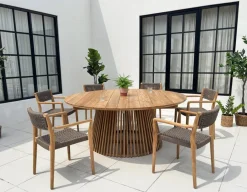 Havemøbelland Luna Tonka Teak havemøbelsæt m/6 stole - Ø180 cm
