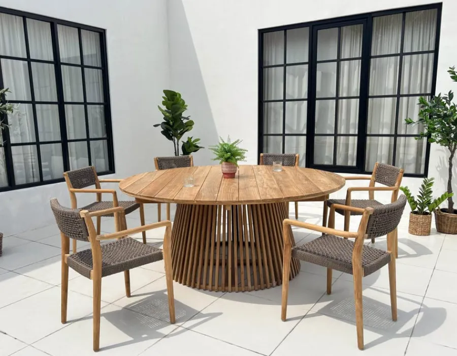 Havemøbelland Luna Tonka Teak havemøbelsæt m/6 stole - Ø180 cm