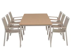 Havemøbelland Malmø Havelmøbelsæt m/6 Stabelstole - 100x200 cm - Gråhvid