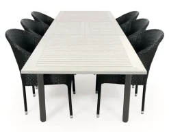 Havemøbelland Nydala Andrea Havemøbelsæt m/6 stole - 90x200/280 - Grå/Sort