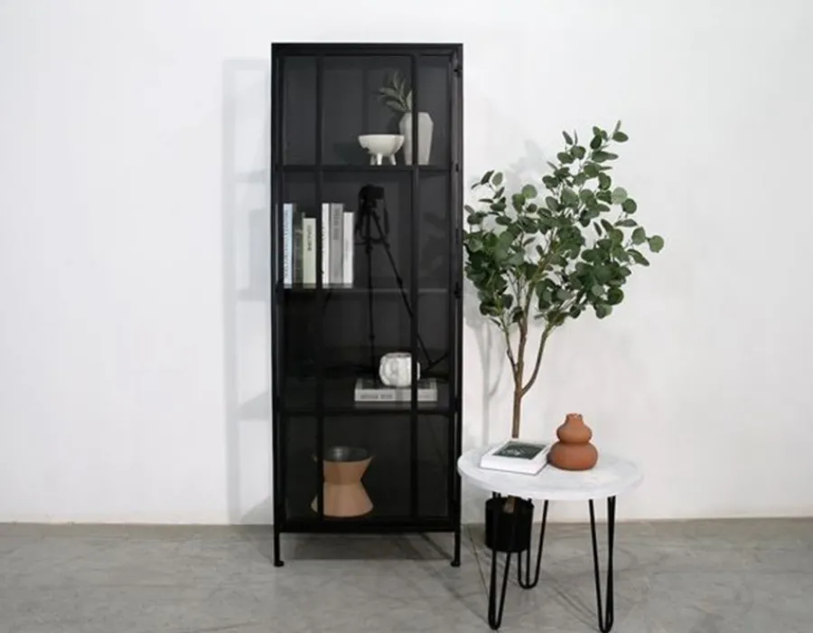 Havemøbelland Nyråd Vitrineskab i Metal - 60x40x172 cm - Sort