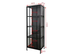 Havemøbelland Nyråd Vitrineskab i Metal - 60x40x172 cm - Sort
