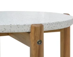 Havemøbelland Olivia Sidebord - Ø37|46H cm - Akacie/terrazzo
