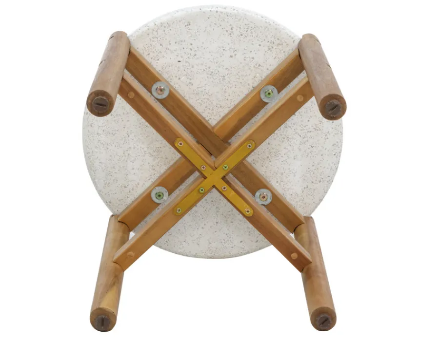 Havemøbelland Olivia Sidebord - Ø37|46H cm - Akacie/terrazzo