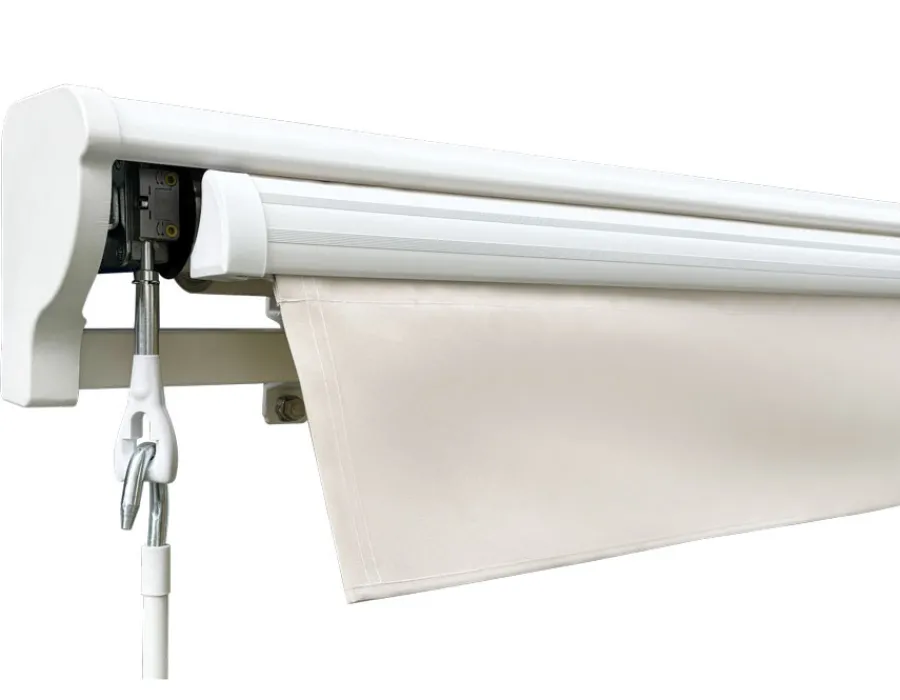 Havemøbelland Pil Markise - Semikassette m/Motor - 4,8 x 3 m - Hvid/Beige