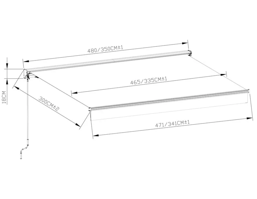 Havemøbelland Pil Markise - Semikassette m/Motor - 4,8 x 3 m - Hvid/Beige