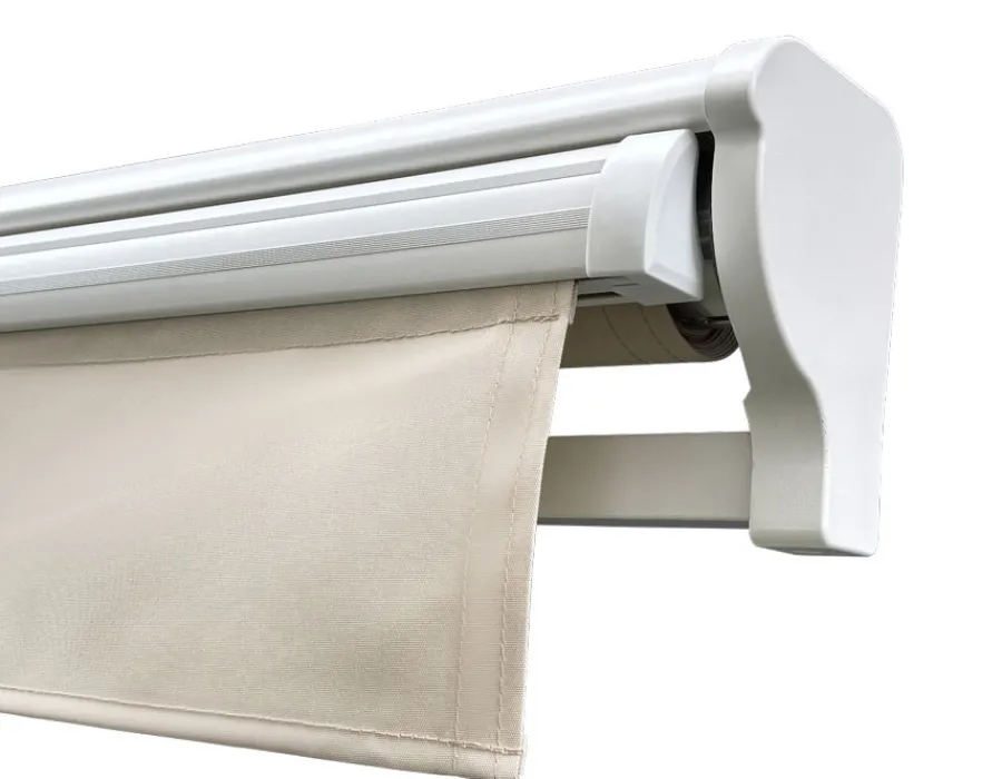 Havemøbelland Pil Markise - Semikassette m/Motor - 4,8 x 3 m - Hvid/Beige