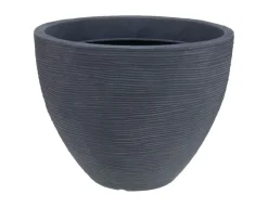 Havemøbelland Plastkrukke m/riller - Ø:40|H:31 cm - Grå