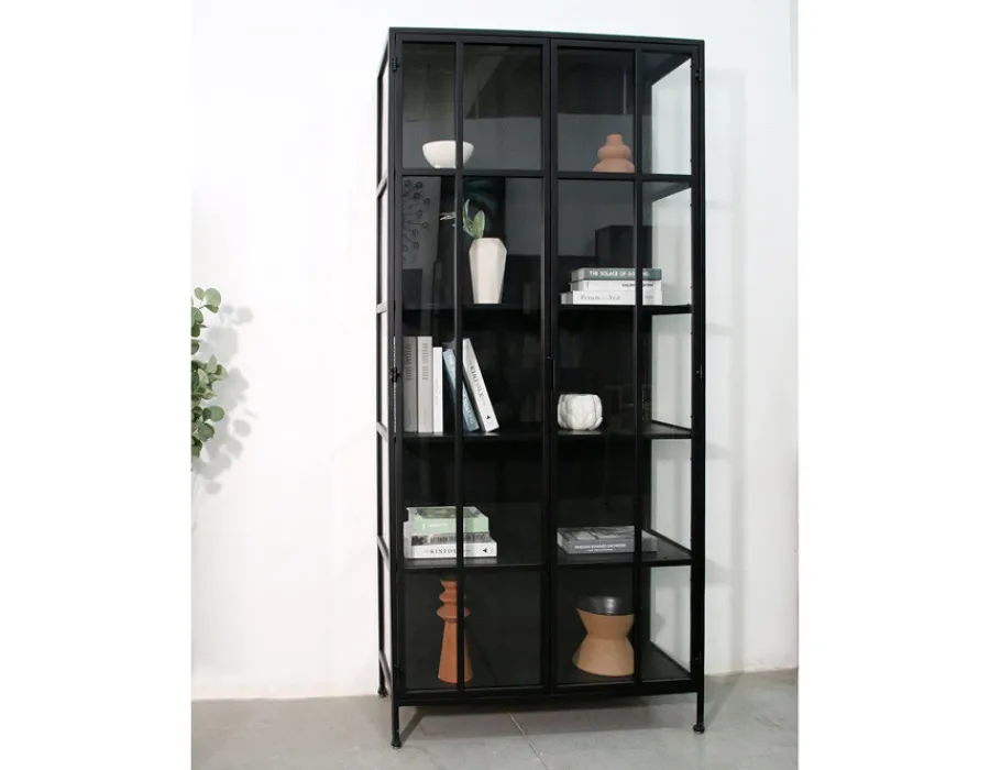 Havemøbelland Præstø Vitrineskab i Metal - 92x40x201,5 cm - Sort
